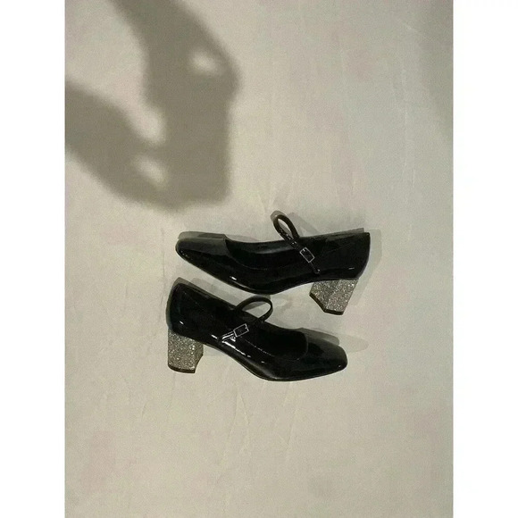 Kate Spade Mary Jane Glitter Block Heel Pump 8 Kornelia Patent Leather Chunky - Picture 4 of 7